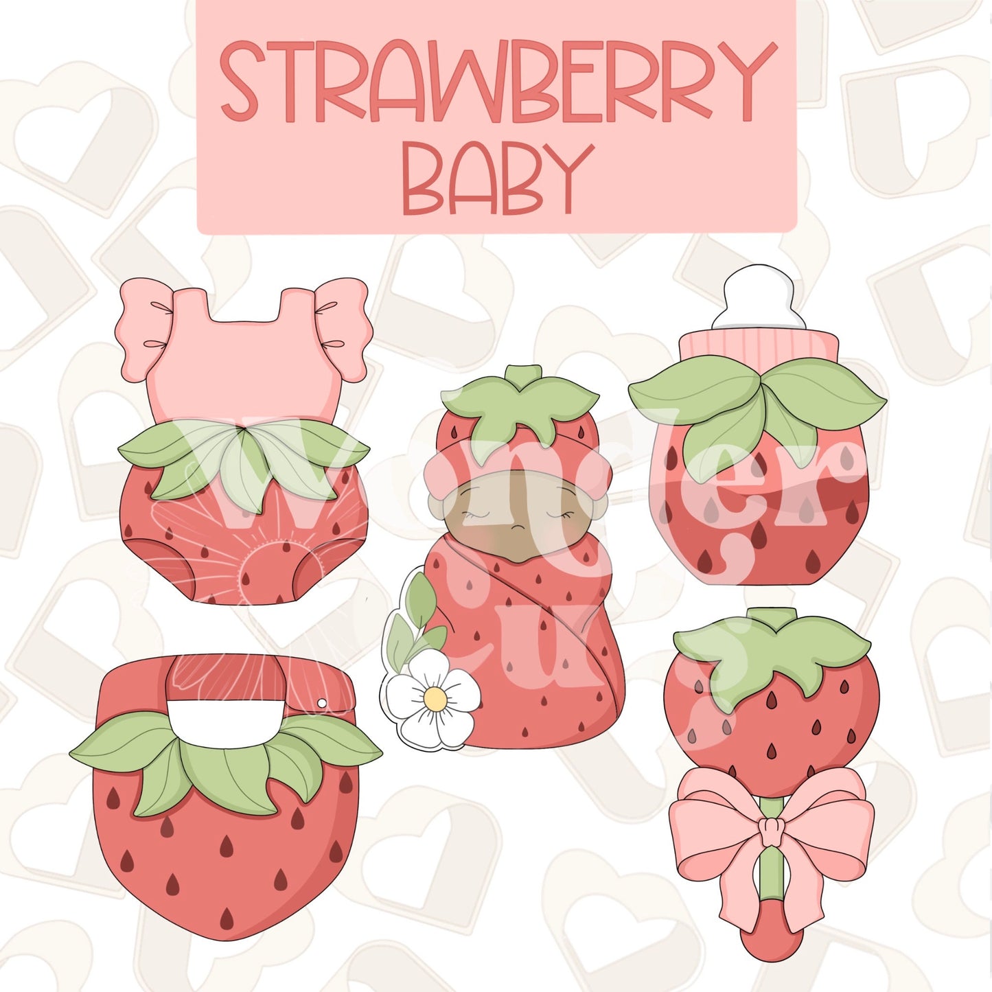 Strawberry Baby Collection- Set of 5 - Baby Cookie Cutter