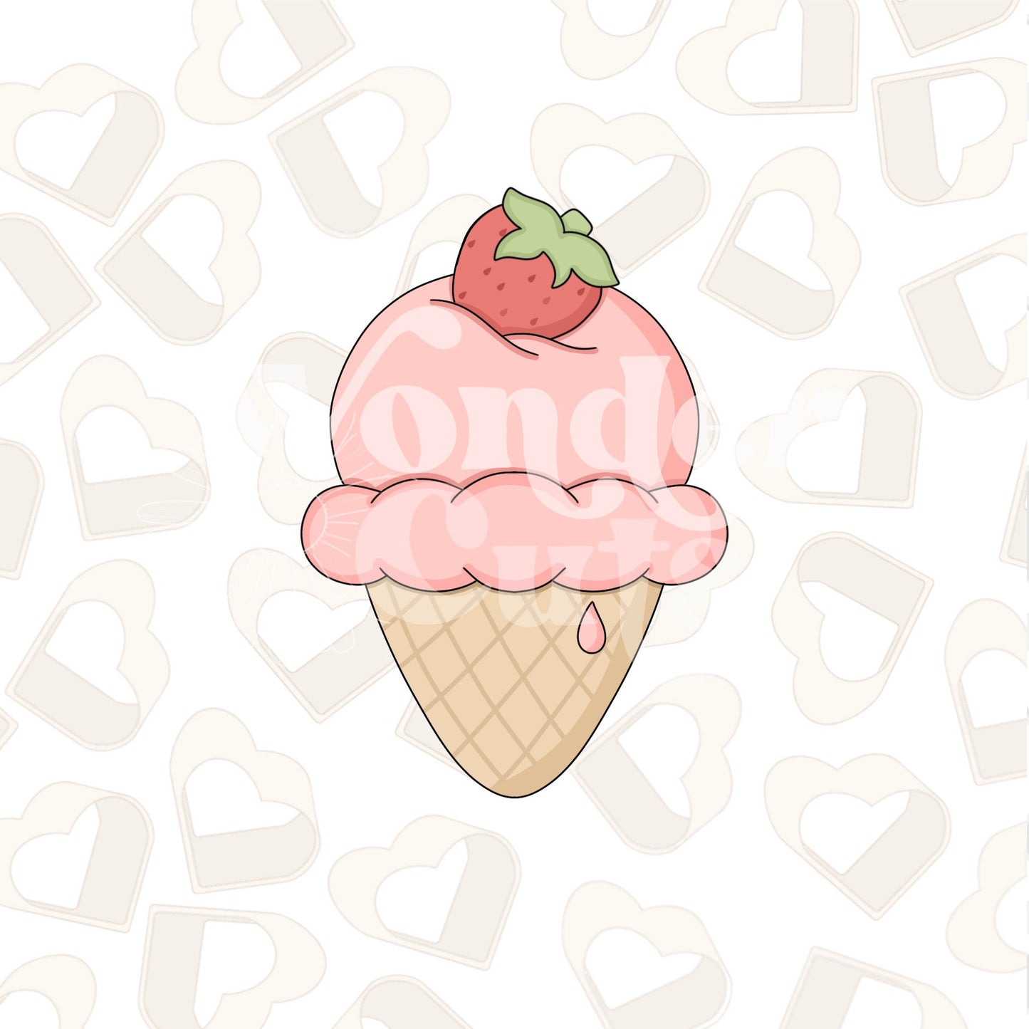 Strawberry Ice Cream Cone Cookie Cutter