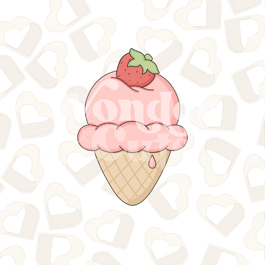 Strawberry Ice Cream Cone Cookie Cutter