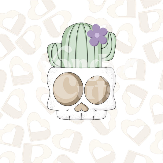 Cactus in Skull Planter Cookie Cutter