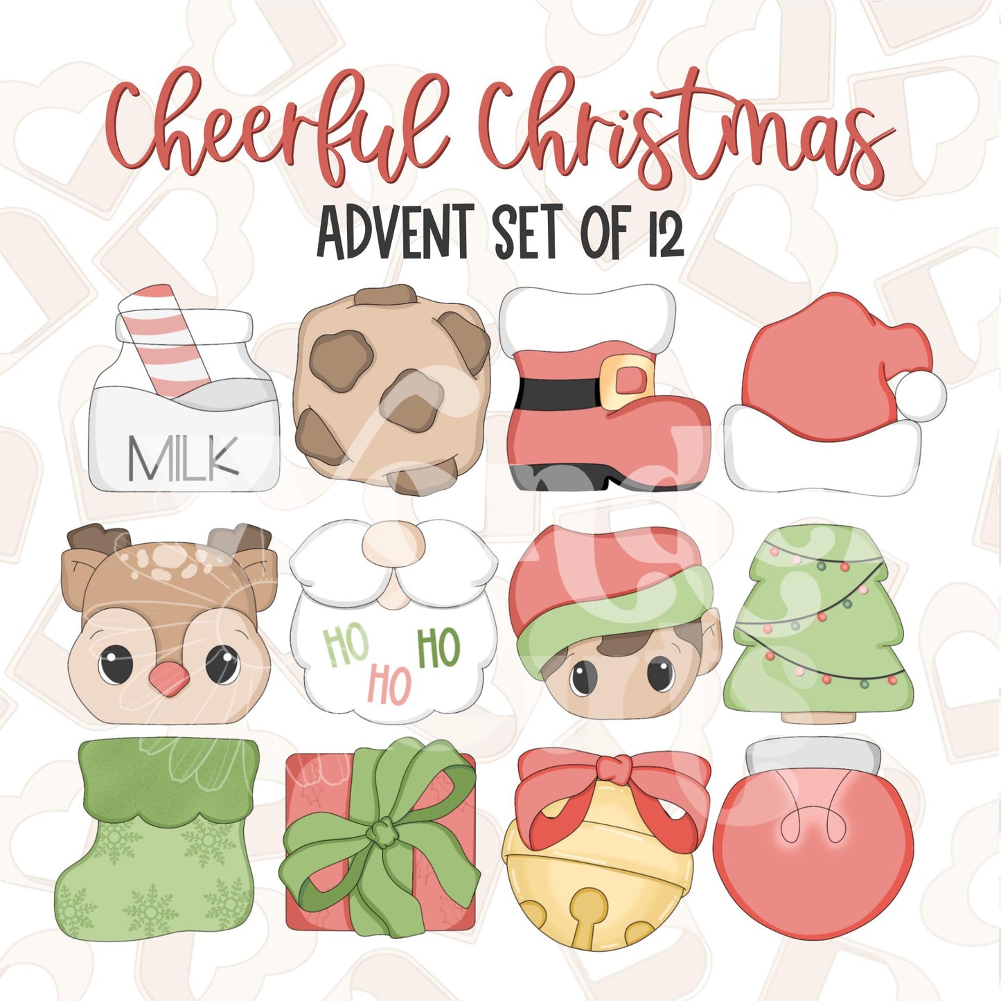 Cheerful Christmas Advent Set of 12 Cookie Cutter
