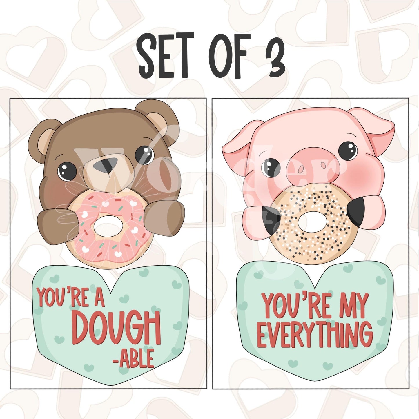 Cute Hungry Pig & Bear Set of 3 Cookie Cutter