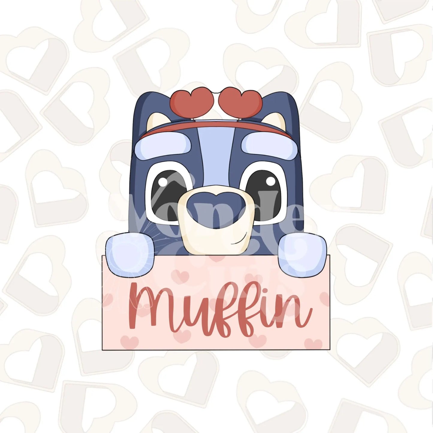 Valentine Blue Dog Name Plaque Cookie Cutter