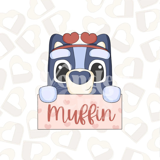 Valentine Blue Dog Name Plaque Cookie Cutter