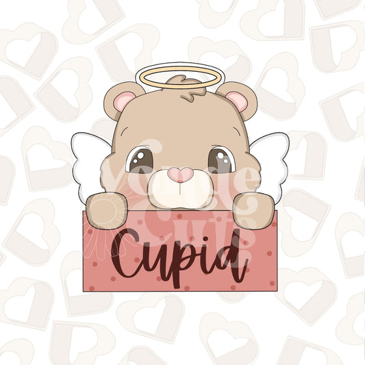 Cupid Bear Name Plaque Cookie Cutter