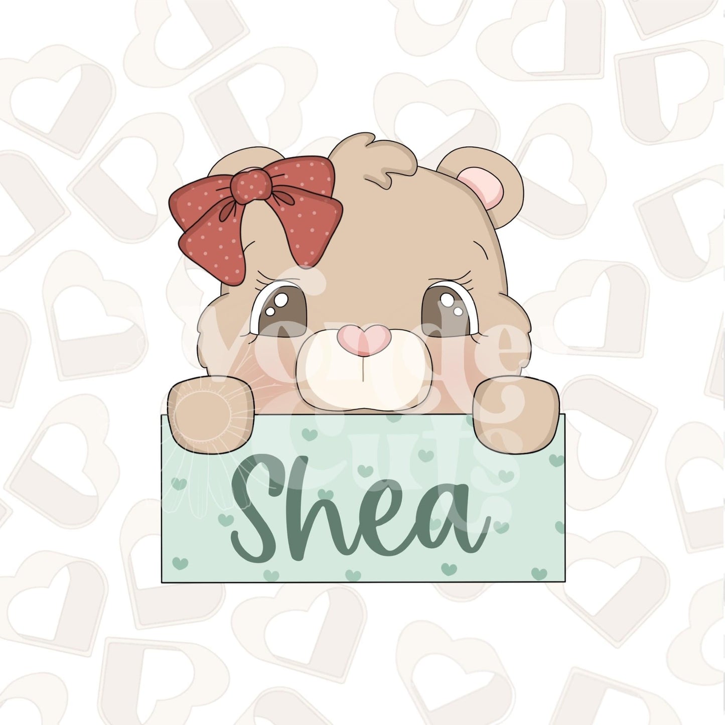 Girly Bear Name Plaque Cookie Cutter