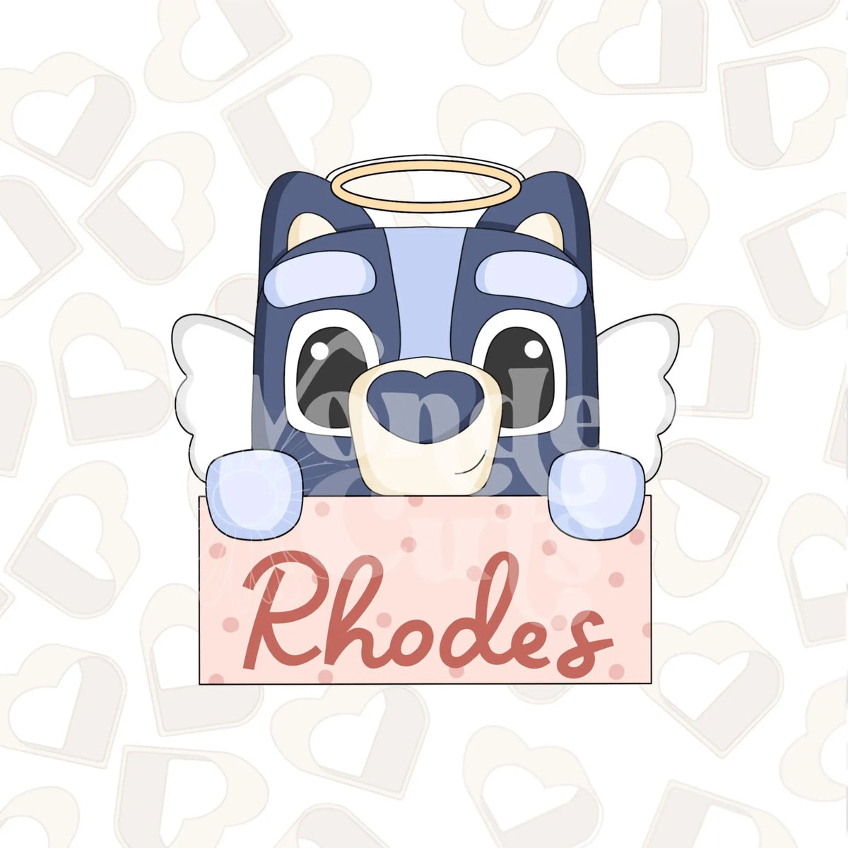 Cupid Blue Dog Name Plaque Cookie Cutter