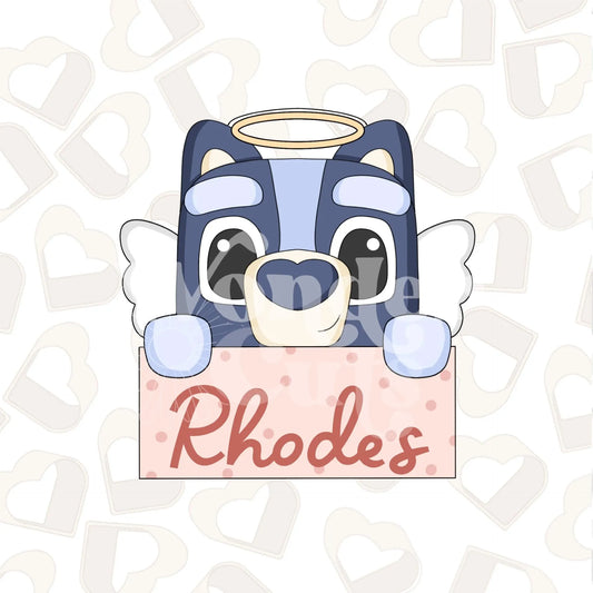 Cupid Blue Dog Name Plaque Cookie Cutter