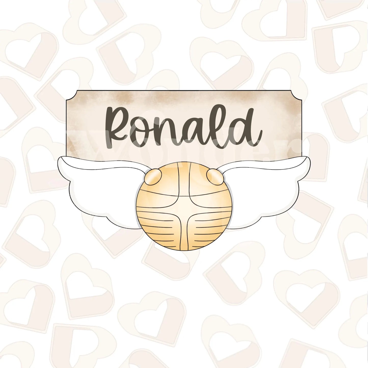 Golden Ball Name Plaque Cookie Cutter