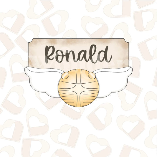Golden Ball Name Plaque Cookie Cutter