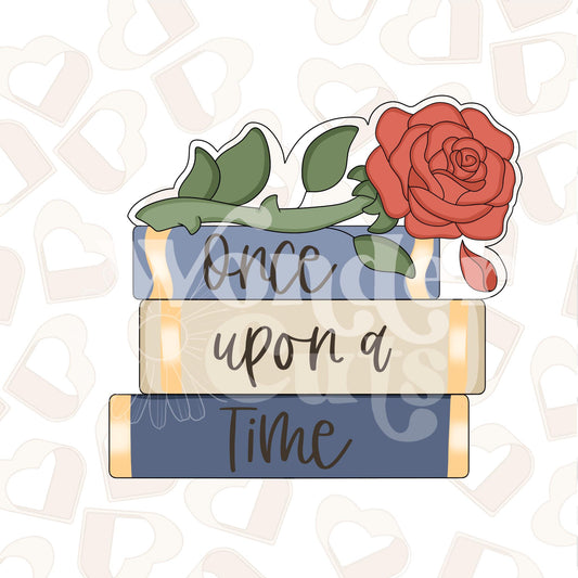 Stack of Books with Rose Cookie Cutter