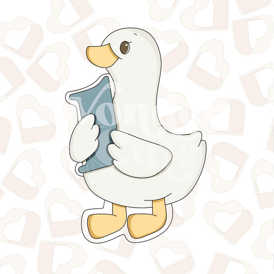 Goose Holding Number 1 Cookie Cutter