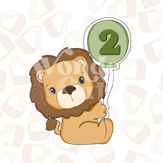 Lion Holding Balloom Cookie Cutter
