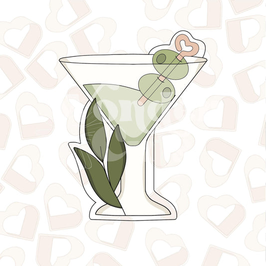 Greenery Martini Glass Cookie Cutter