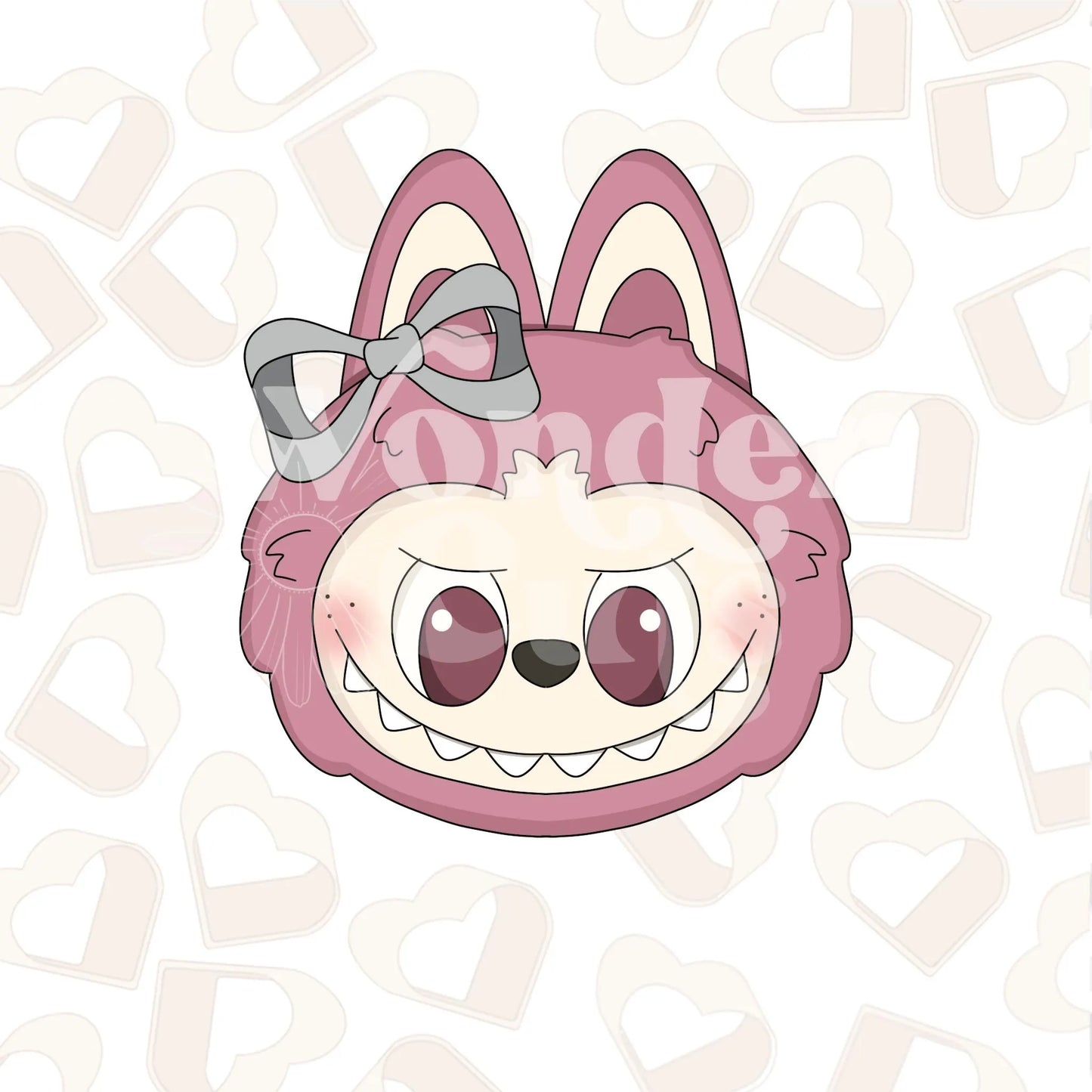 Plushy Monster Head with Bow Cookie Cutter