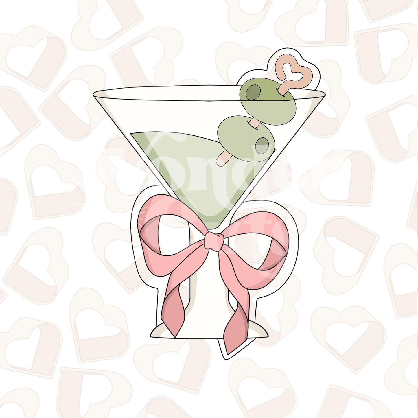 Martini Glass with Bow Cookie Cutter