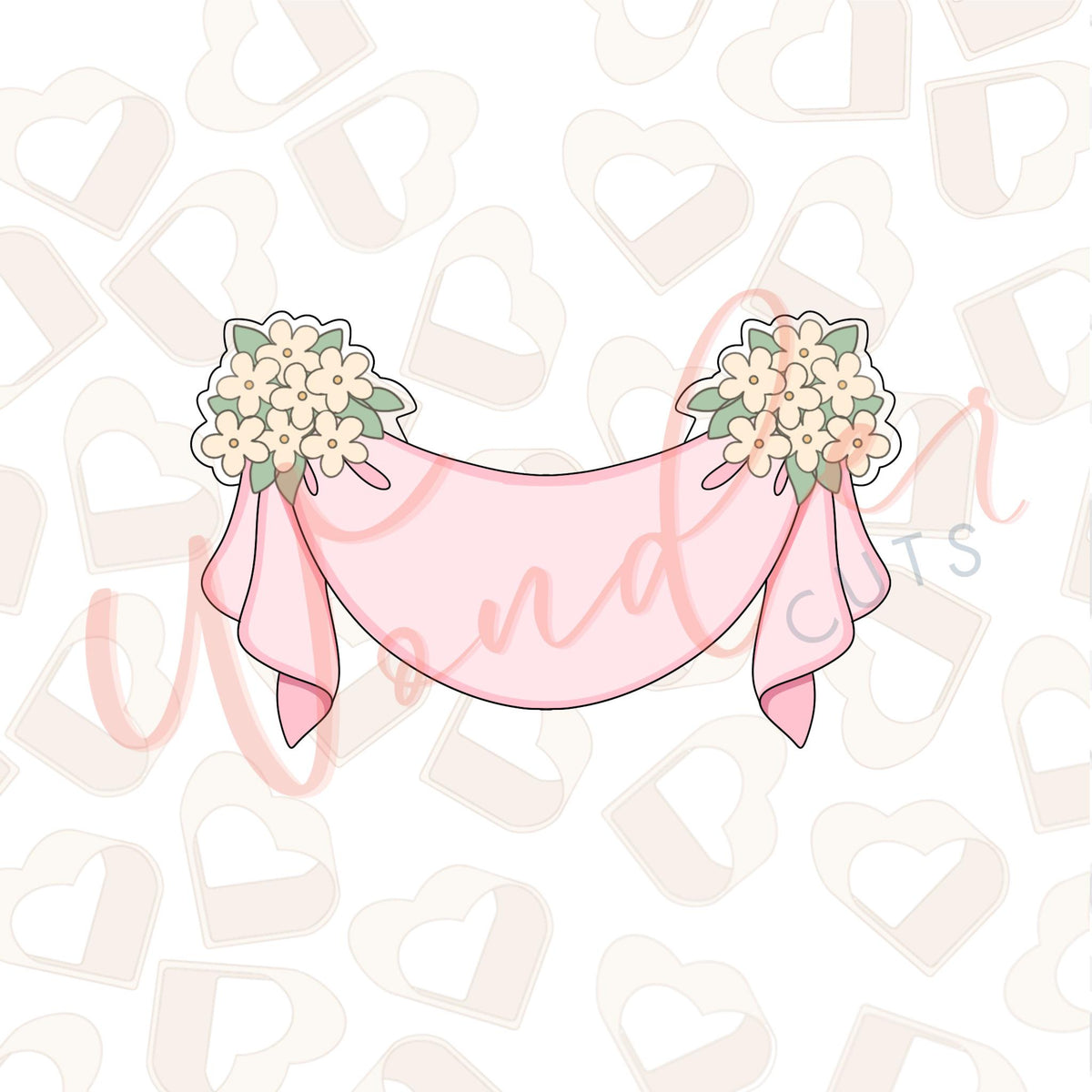 Floral Cloth Banner Cookie Cutter