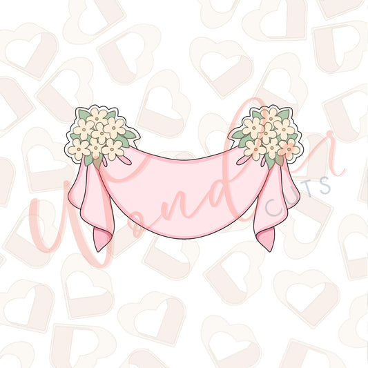 Floral Cloth Banner Cookie Cutter