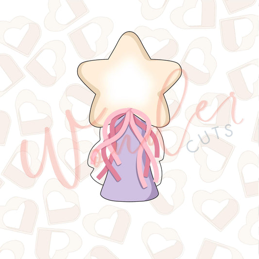 Star Wand with Tassels Cookie Cutter