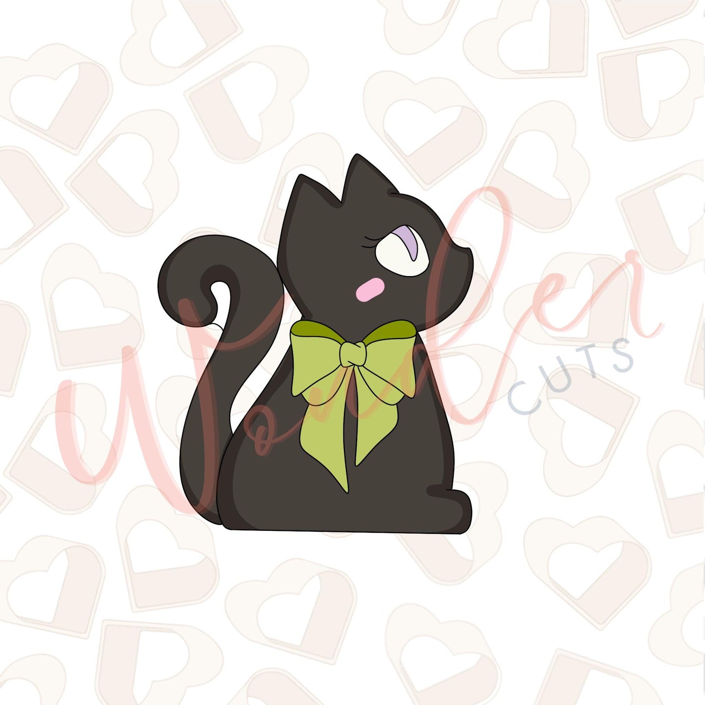 Girly Black Cat Cookie Cutter