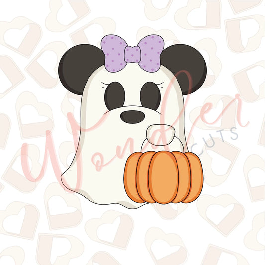 Girly Mouse Ear Ghost with Candy Bag Cookie Cutter