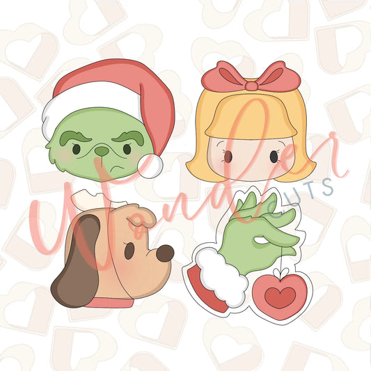 2025 Fuzzy Green Set of 4 Cookie Cutter