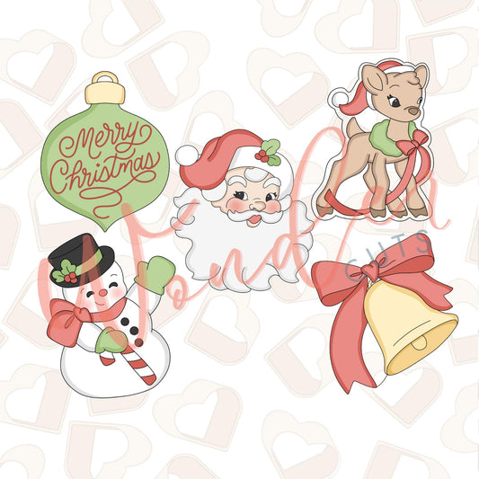 Vintage Christmas Set of 5 Cookie Cutter