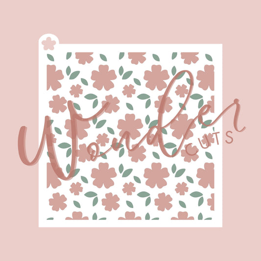 Floral with Leaves Layered Stencil- Cookie Decorating Tools - Cookie Stencil