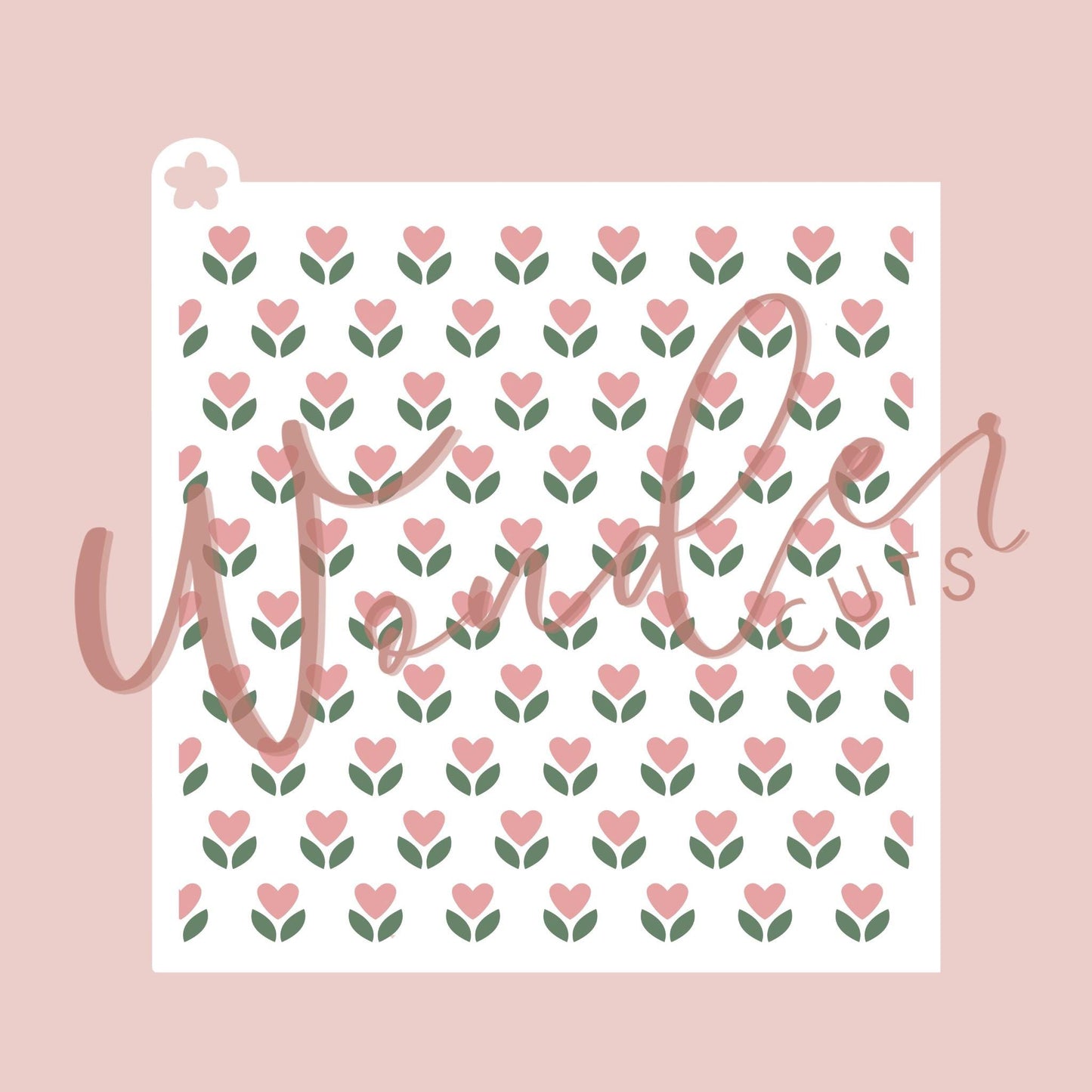Floral Hearts Layered Stencil- Cookie Decorating Tools - Cookie Stencil