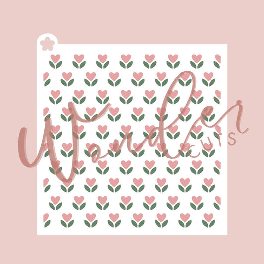 Floral Hearts Layered Stencil- Cookie Decorating Tools - Cookie Stencil
