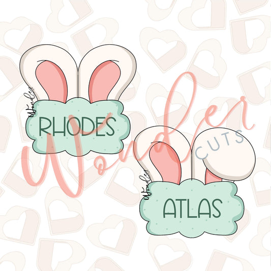 Bunny Ear Name Plaque Cookie Cutter