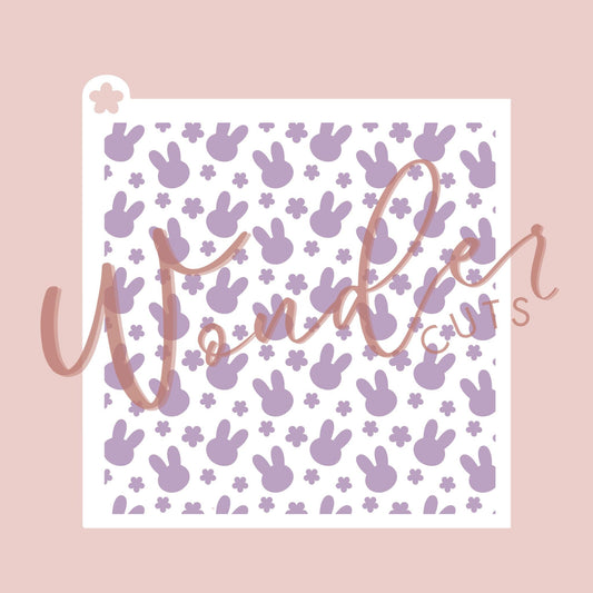 Floral Bunny Stencil- Cookie Decorating Tools - Cookie Stencil