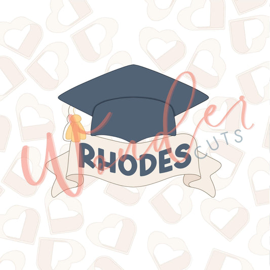 Grad Hat Banner Cookie Cutter