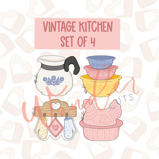Vintage Kitchen Cookie Cutters Set of 4
