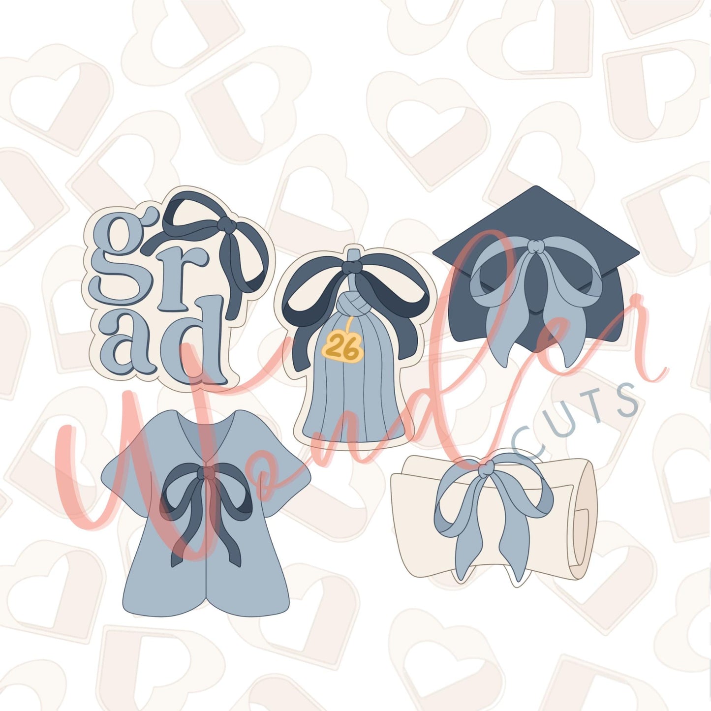 2026 Bow Graduation Set of 5 Cookie Cutter