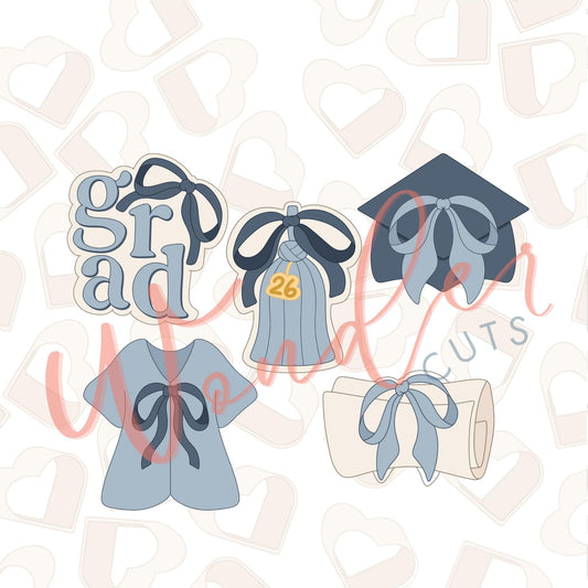 2026 Bow Graduation Set of 5 Cookie Cutter