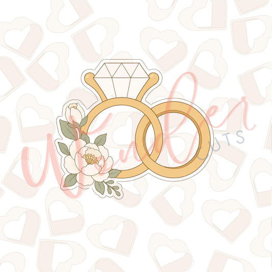 Floral Wedding Rings Cookie Cutter