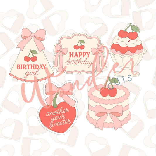 Cherry Sweet Birthday Set of 5 Cookie Cutter